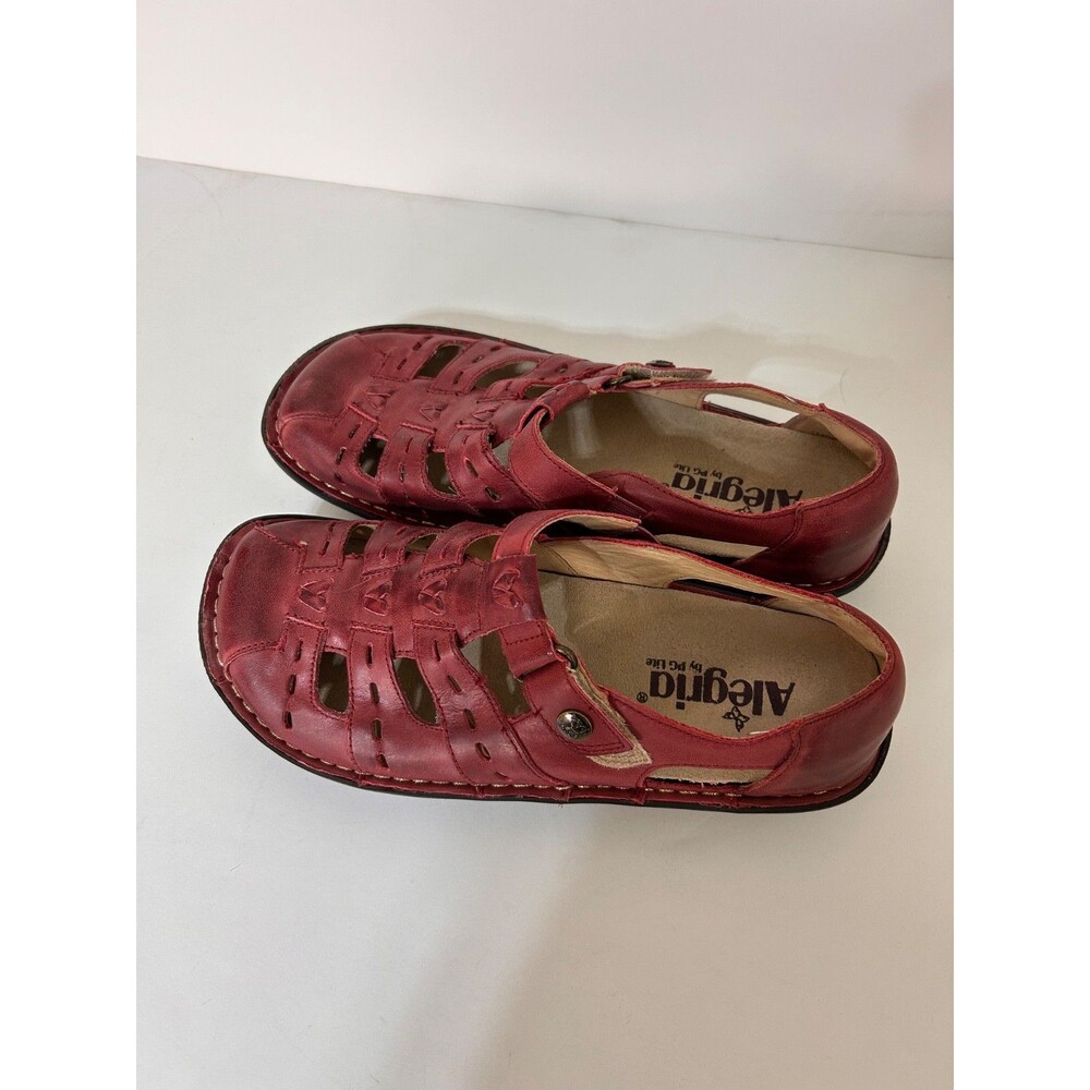 Alegria Women Pesca  Sandal Size 38 US 7.5 Red Leather Shoes - Picture 12 of 13